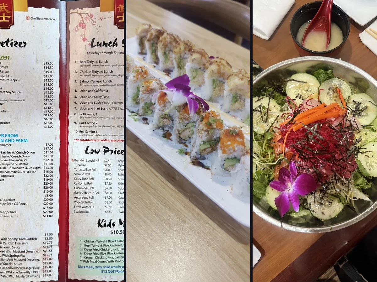 Sushi rolls arranged on a restaurant plate
