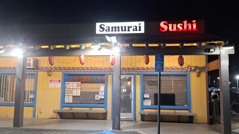 Warm tavernlike sushi restaurant interior